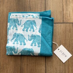 J. Crew Turquoise Elephant Pattern Scarf